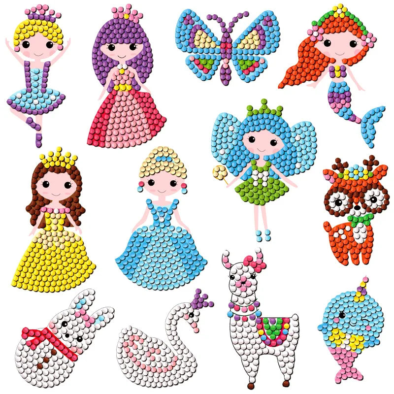 2024 New Stitch Children's Diamond Stickers Handmade Diy Point Diamond Painting Random Paste Set