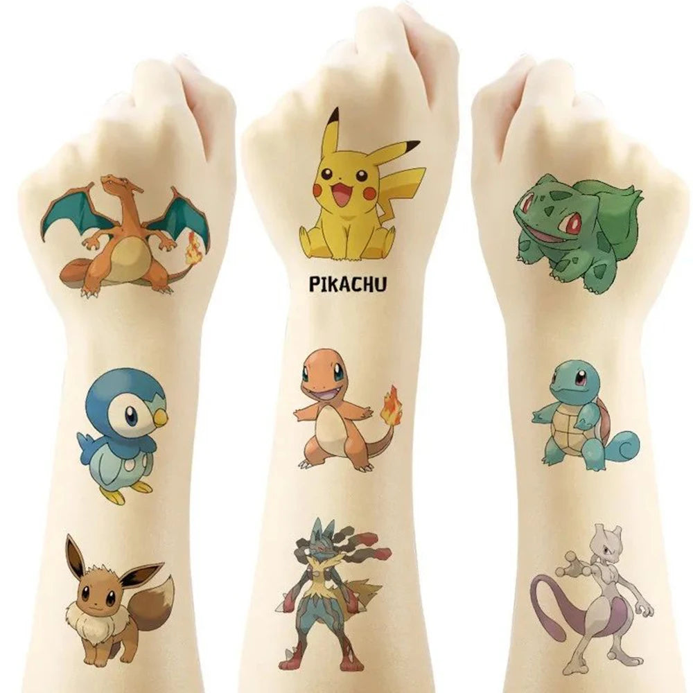 20Pcs/set Pokemon Pikachu Tattoo Stickers Cartoon Children's Temporary Tattoos Kids Girl Art Tattoos Birthday Gift