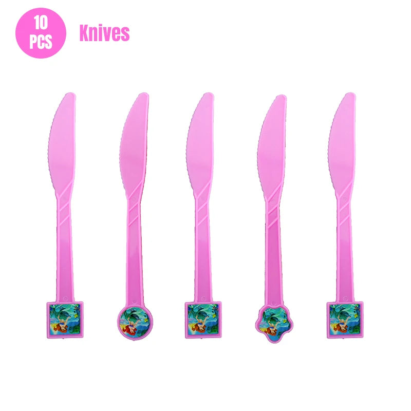 Mermaid Ariel Princess Birthday Party Decorations Disposable Tableware Plate Straw Cup Balloons Baby Shower Party Supplies