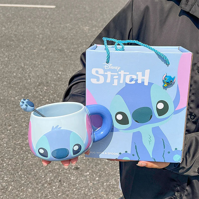 Lilo & Stitch Cute Cartoon Angel Ceramic Coffee Cup Kawaii Mug Water Cup Lovely Tabletop Decoration Home Decor Holiday Gifts