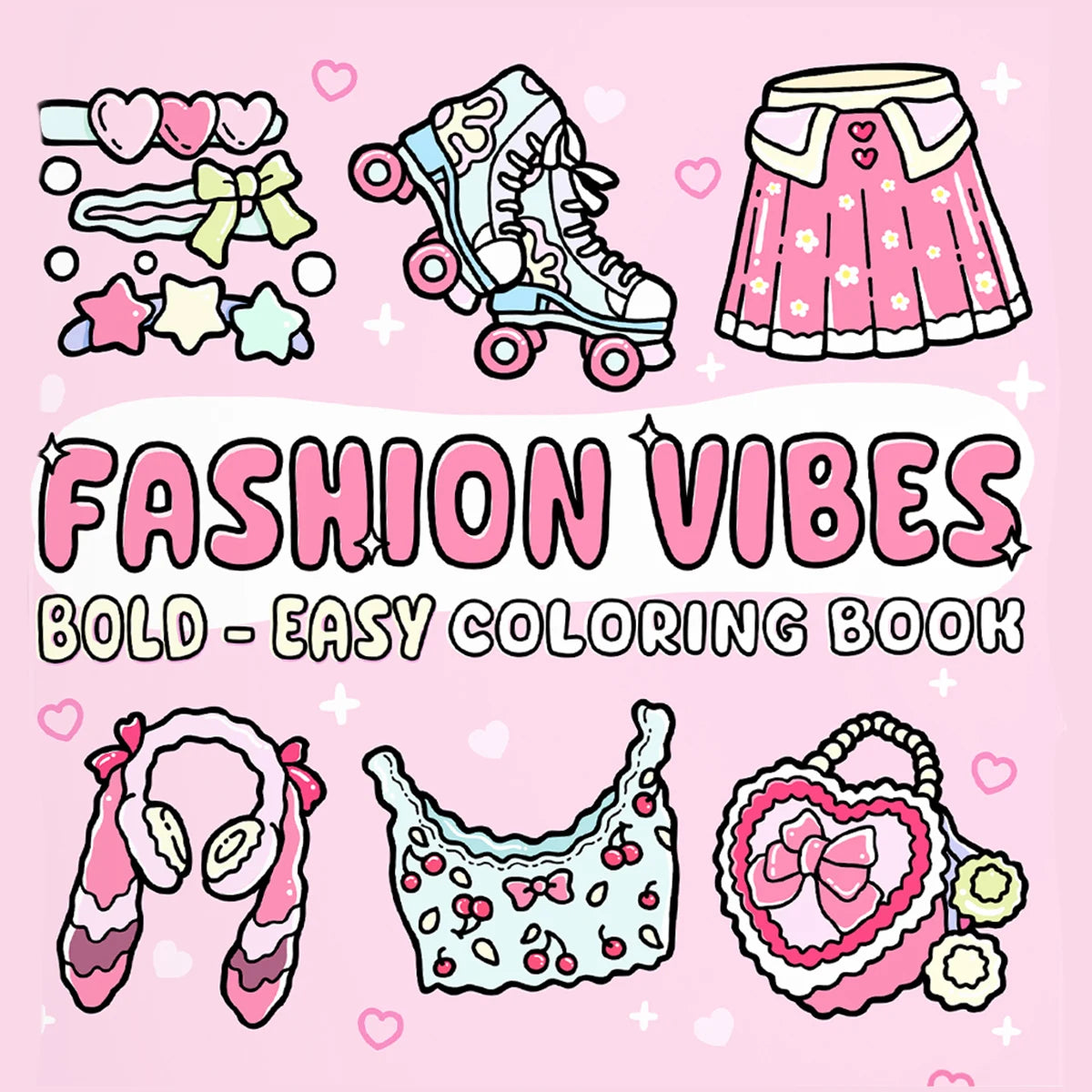 Bold and simple pattern coloring book for fashionable atmosphere, cute picture book for adults and teenagers, and coloring book