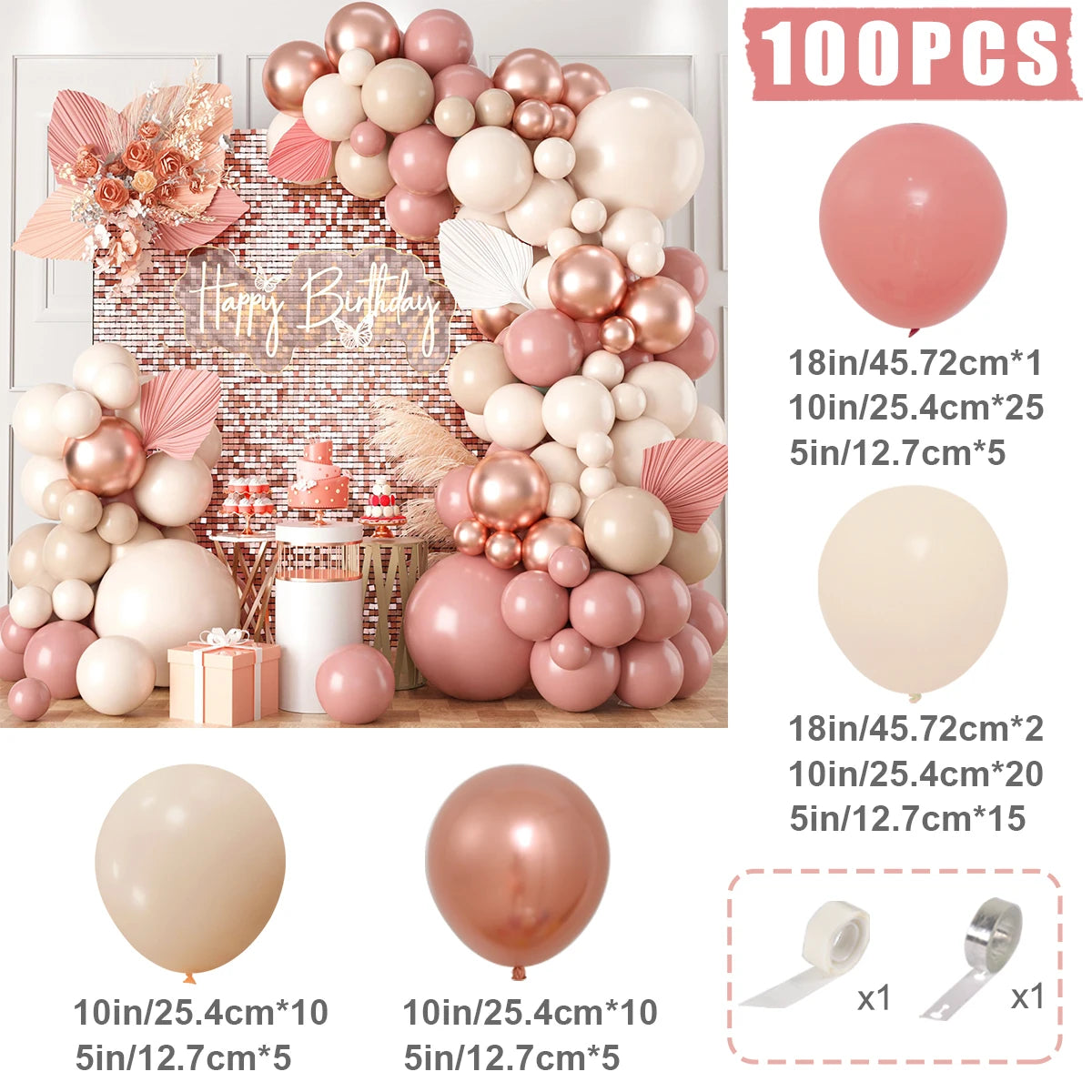 Pink Gold Balloon Garland Arch Kit Birthday Party Decor Kids Girl Wedding Birthday Party Baloon Supplies Baby Shower Latex Balon