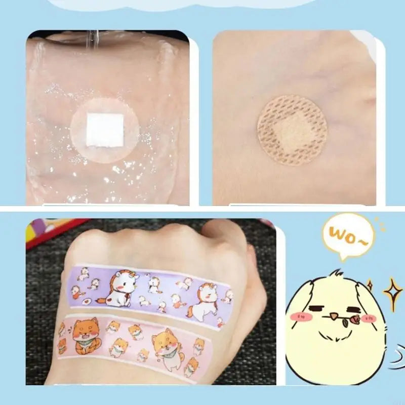 Q1FE 120Pieces Kids Bandages Self-Adhesive Sterile Bandages Round Fisrt Aids