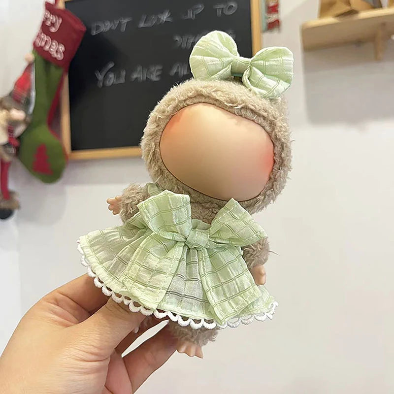 Cute Mini Plush Doll'S Clothes Outfit Only Clothing Accessories For 17cm Labubu Dolls Sweater Hoodie Clothing DIY Kids Gifts