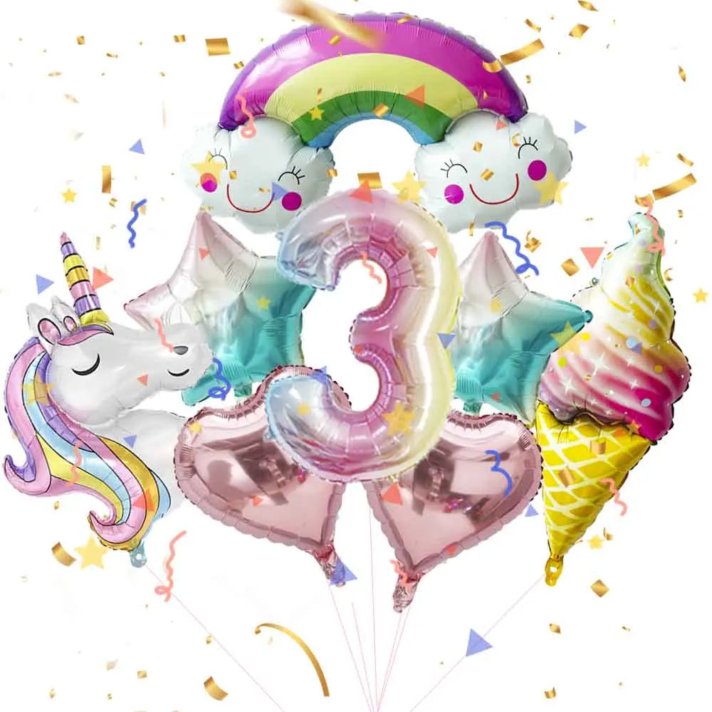Unicorn Theme Party Decoration Balloon Garland Kit with 3D Unicorn Balloon For Baby Shower Macaron Party Happy Birthday Supplies
