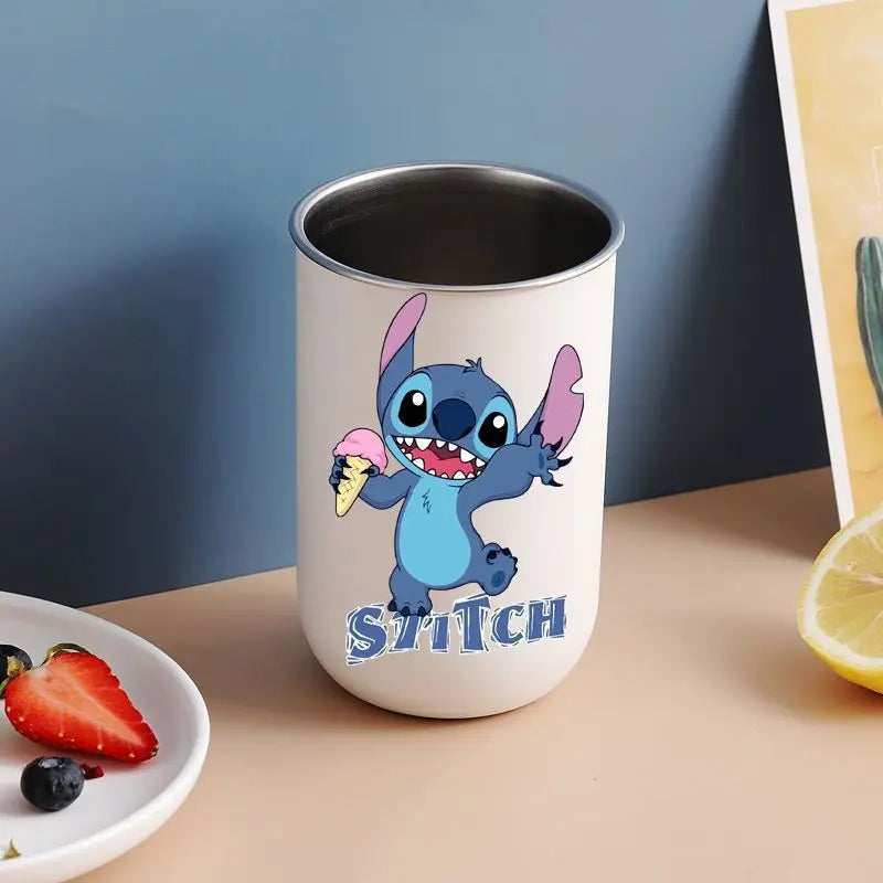New Lilo & Stitch Cartoon Animation Creative Stainless Steel Mouthwash Cup Fashionable Personality High-Looking Toothbrush Cup