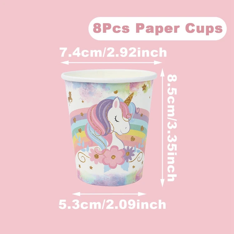 Unicorn Party Supplies Rainbow Unicorn Paper Plates Cups Napkin for Baby Shower First Girls Birthday Party Decorations