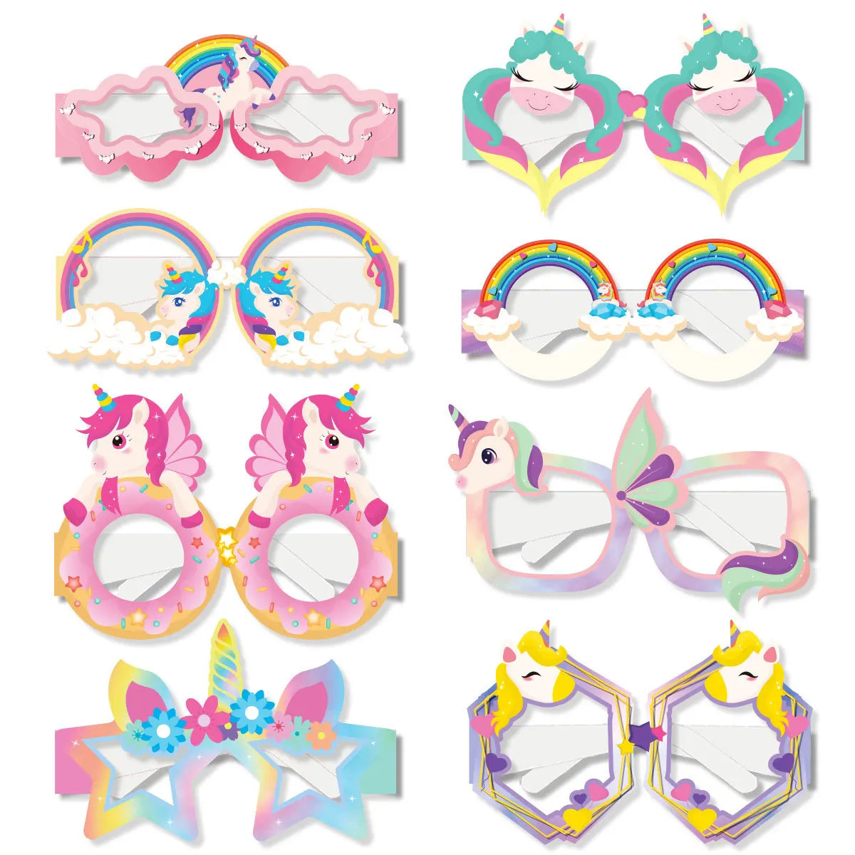 8/16Pcs Rainbow Unicorn Paper Glasses Frame Unicorn Themed Party Party Photo Prop Birthday Party Decoration Baby Shower Gift