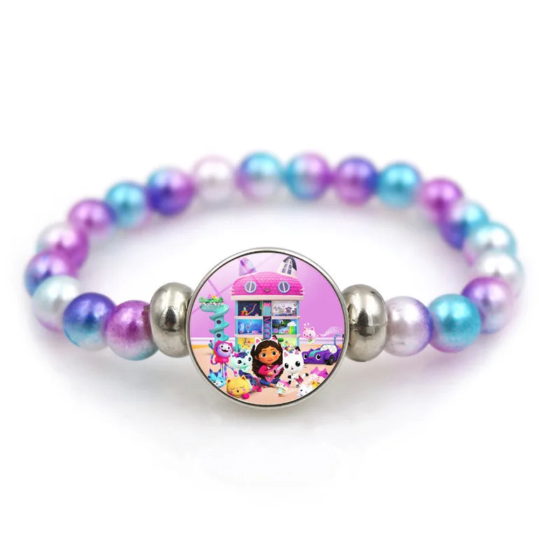 Gabby Dollhouse Bracelet Fashion Beaded Wristband Cartoon Anime Jewelry Accessories Kids Girls Boys Birthday Baby Shower Gifts