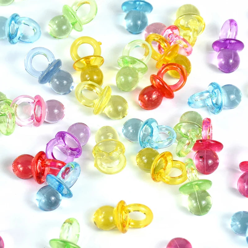 50pcs Mini Acrylic Blue Pink Pacifier Nipple Gender Reveal Table Scatter for Baby Shower Kids Birthday Party Decoration Supplies