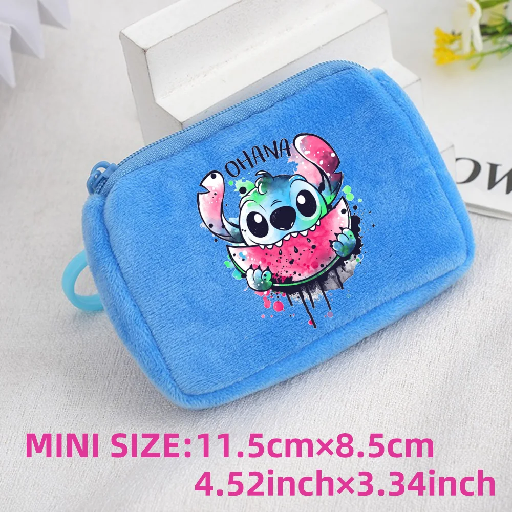 Lilo Stitch Kids Anime Plush Coin Purse Girls Boys Cute Mini Wallet Cartoon Moneybag Kids Storage Bag Pendant Birthday Gifts
