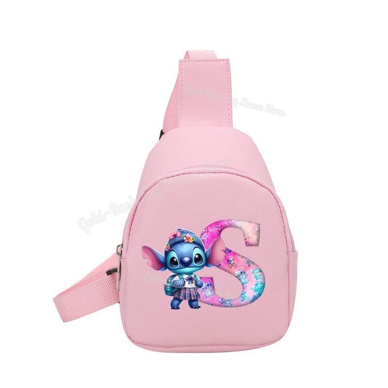 Cartoon Lilo&stitch Pu Chest Bag Mini Outdoor ShoulderBag Boy Girl Satchel Bags Costume Accessories Students Crossbady Bag Purse