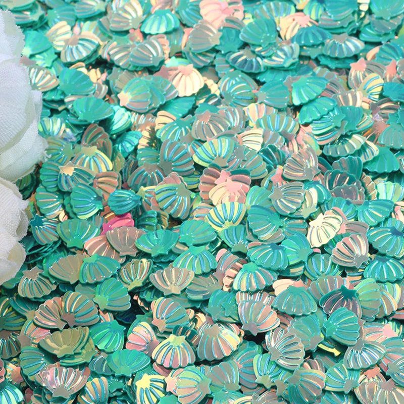 15g 7mm Iridescent Metallic Glitter Shell Confetti Mermaid Party Table Sequin Scatter DIY Decor Wedding Under the Sea Theme