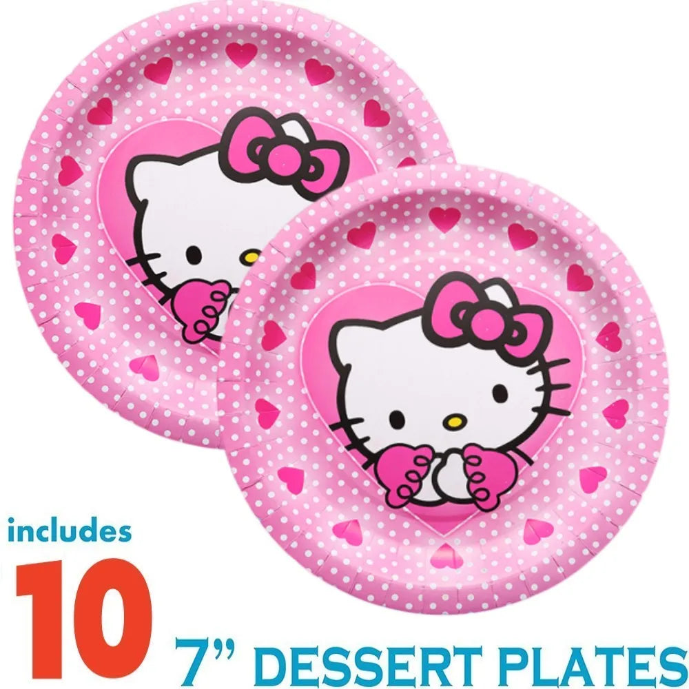 Hello Kitty Birthday Party Decoration Children's Theme Paper Cup Plate Napkin Balloon Baby Shower Kids Girls Party Gift Toys Set