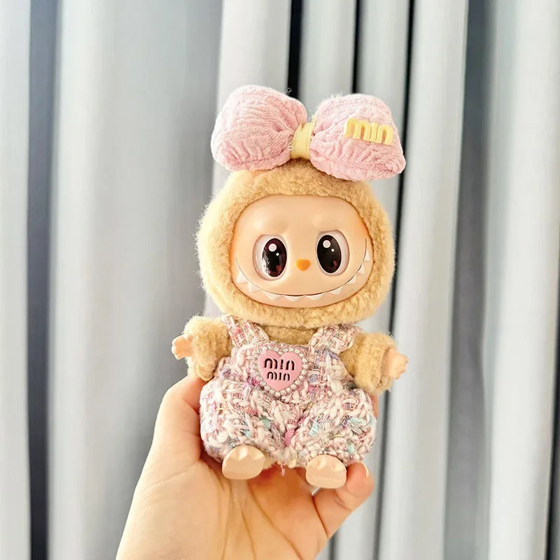 Cute 17cm Labubu Idol Doll Outfit Camellia Dress Bag Shoes Set The Monster Sitting Party Collection Mini DIY