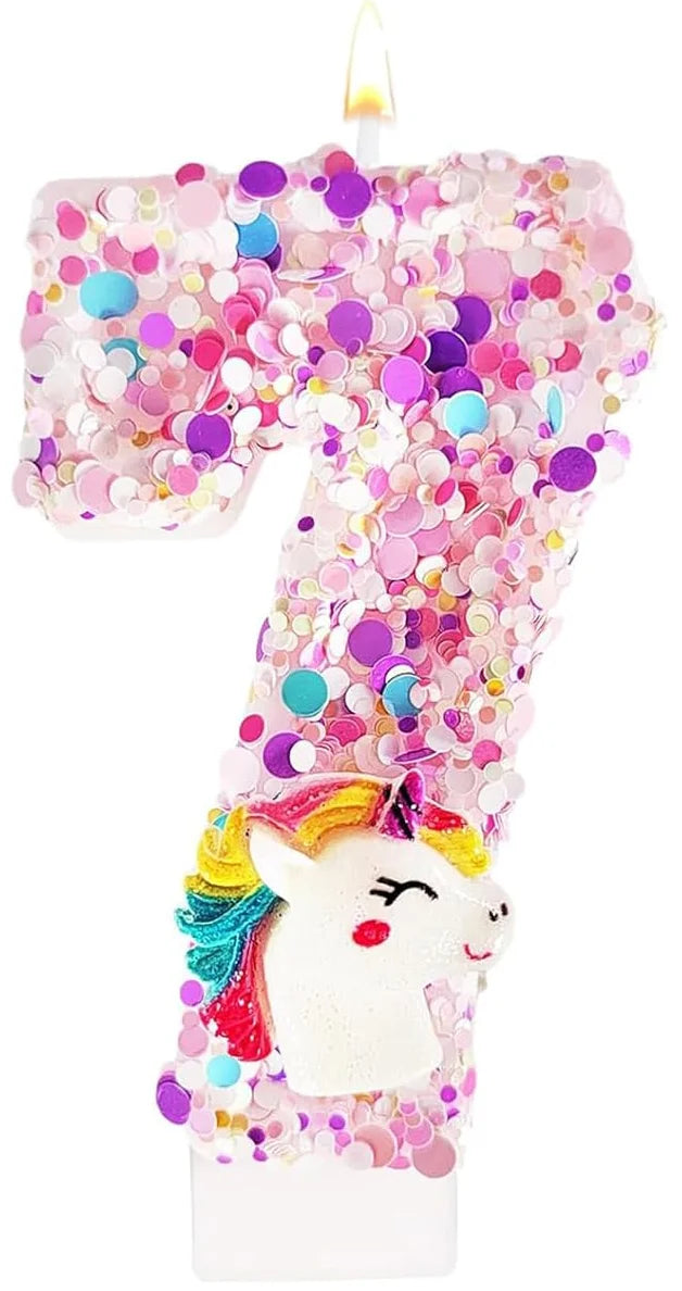 0-9 Number Birthday Candle,Happy Birthday Cake Candle, Unicorn Themed Party Supplies
