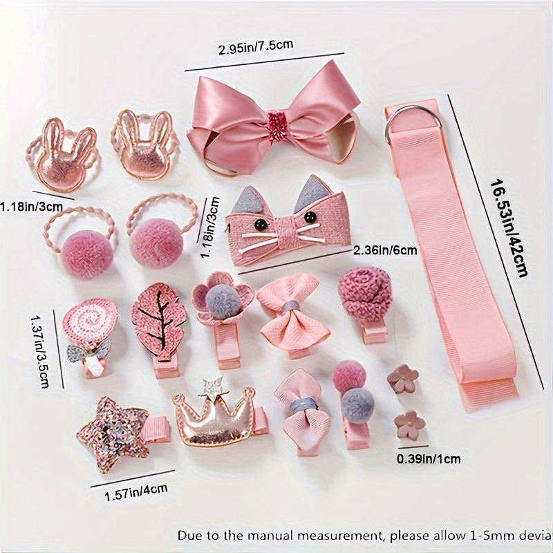 Girls Cute Cartoon Bow Hair Clips Set With Gift Box, Decorative Hair Accessories Holiday Birthday Gift
