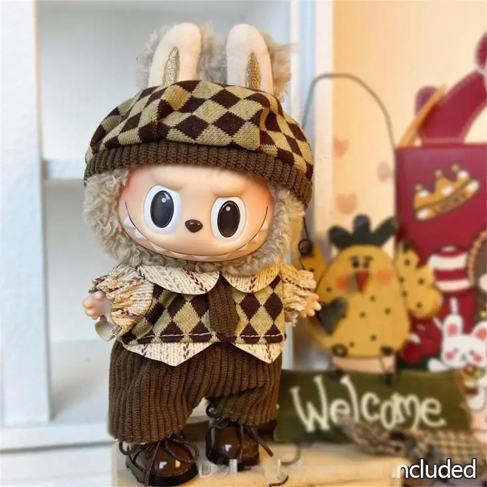 For 17cm Labubu Idol V1 V2 Fashion Mini Doll Clothes Outfit Accessories Stylish Outfit Clothes Sports Leisure Suit Clothing Gift