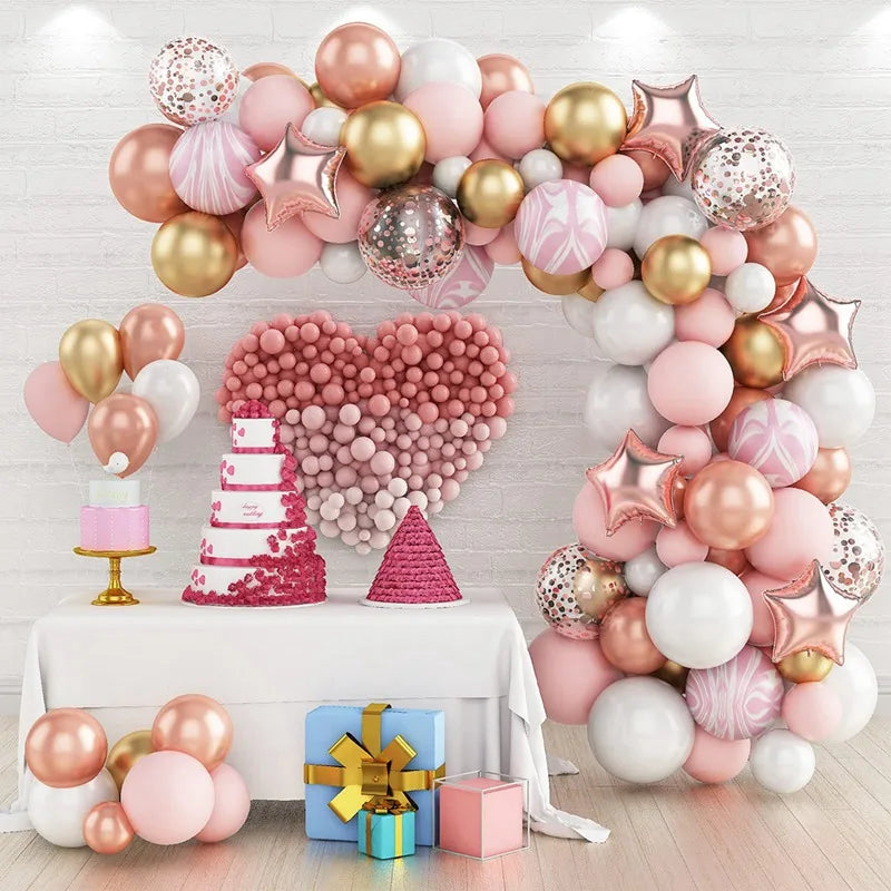 Pink Gold Balloon Garland Arch Kit Birthday Party Decor Kids Girl Wedding Birthday Party Baloon Supplies Baby Shower Latex Balon