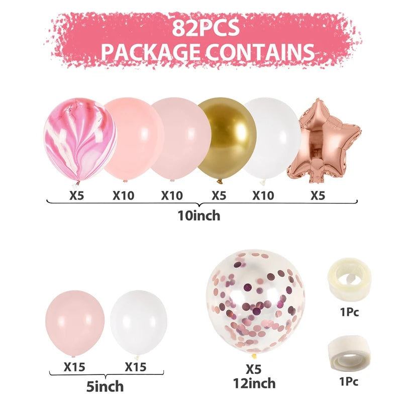 Pink Gold Balloon Garland Arch Kit Birthday Party Decor Kids Girl Wedding Birthday Party Baloon Supplies Baby Shower Latex Balon