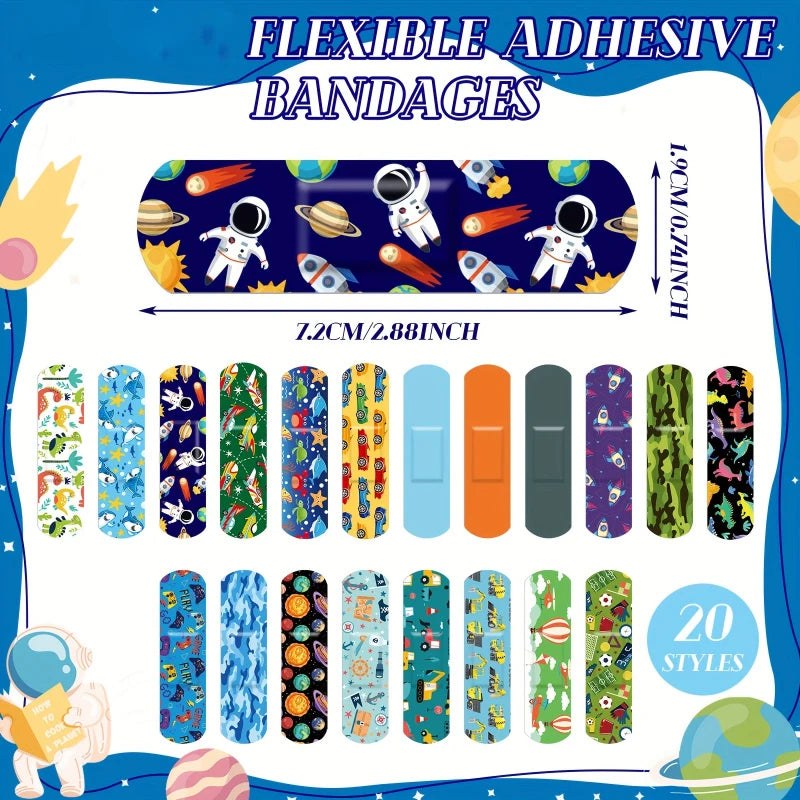 40/80pcs 20 Styles Kids Bandages Bulk Cute Cartoon Flexible Bandages Waterproof Breathable Bandages Strip Protect Cuts And Scrap