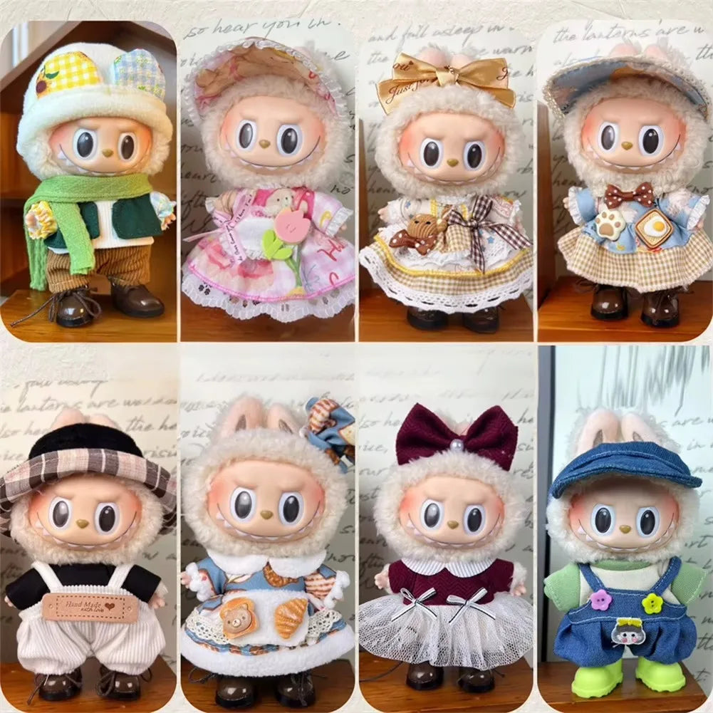For 17cm Labubu Idol V1 V2 Fashion Mini Doll Clothes Outfit Accessories Stylish Outfit Clothes Sports Leisure Suit Clothing Gift
