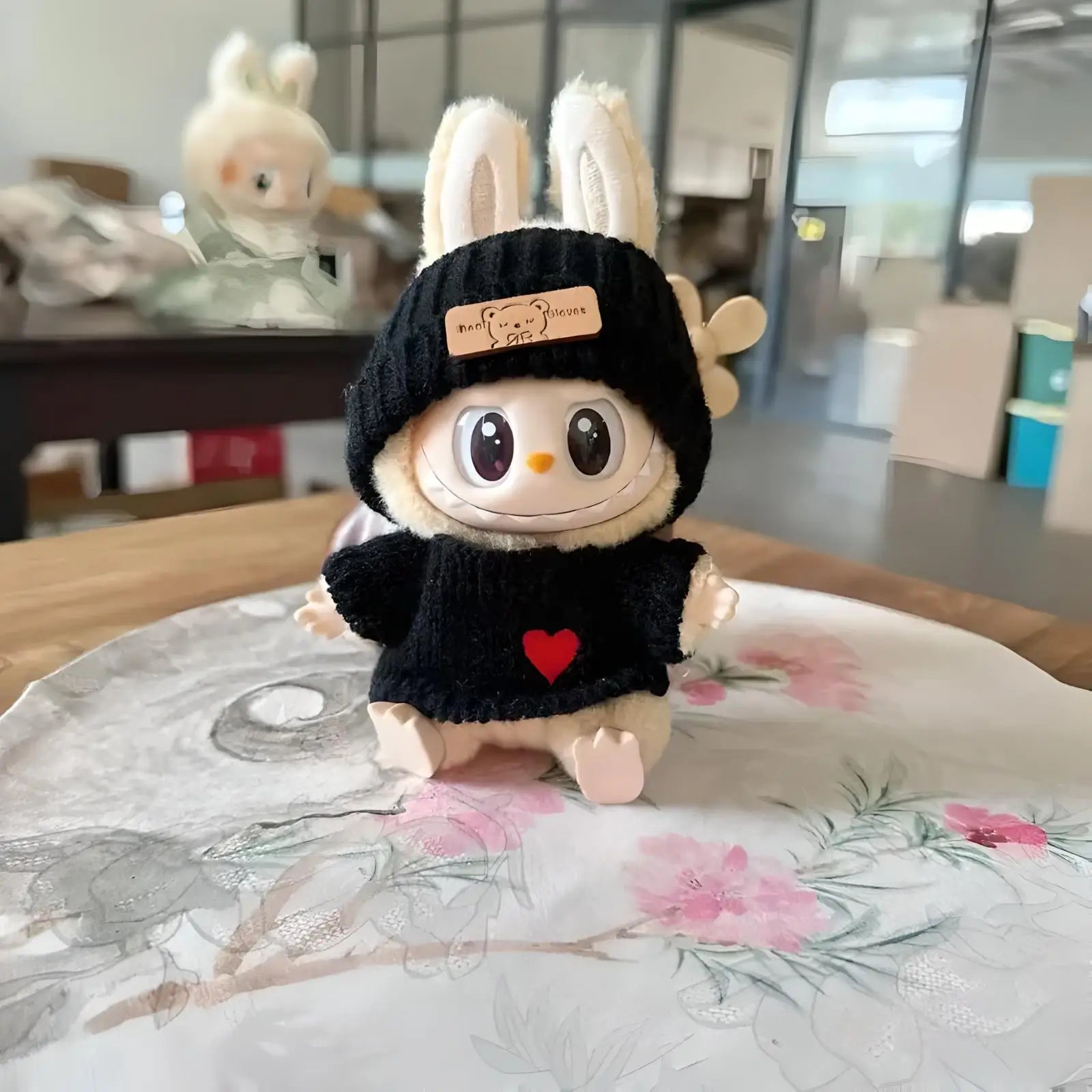 For 17cm labubu doll outfit clothes bear label hat love sweater set Cute Decoration Little Clothes