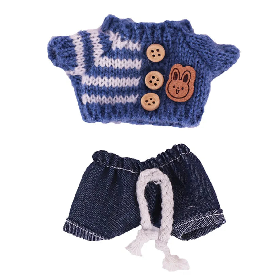 For 17cm labubu doll outfit clothes bear label hat love sweater set Cute Decoration Little Clothes