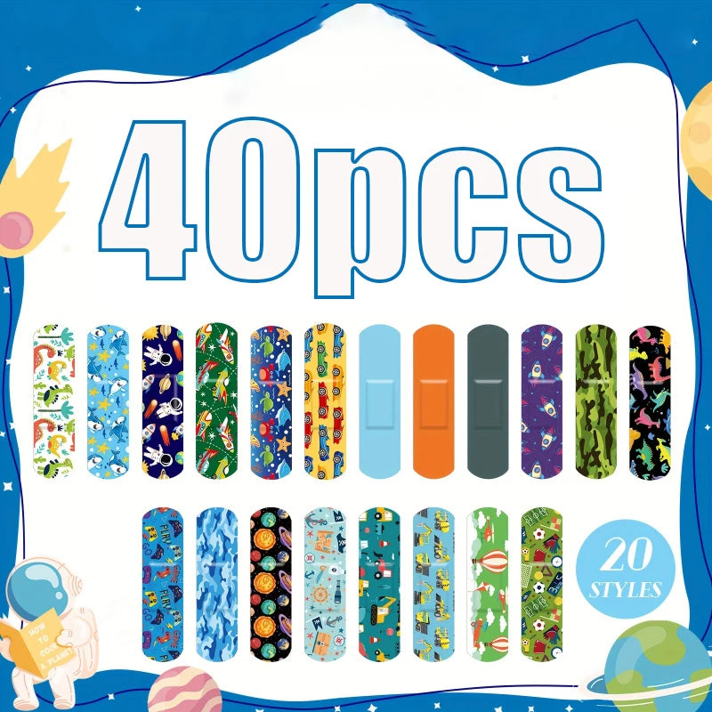 40/80pcs 20 Styles Kids Bandages Bulk Cute Cartoon Flexible Bandages Waterproof Breathable Bandages Strip Protect Cuts And Scrap