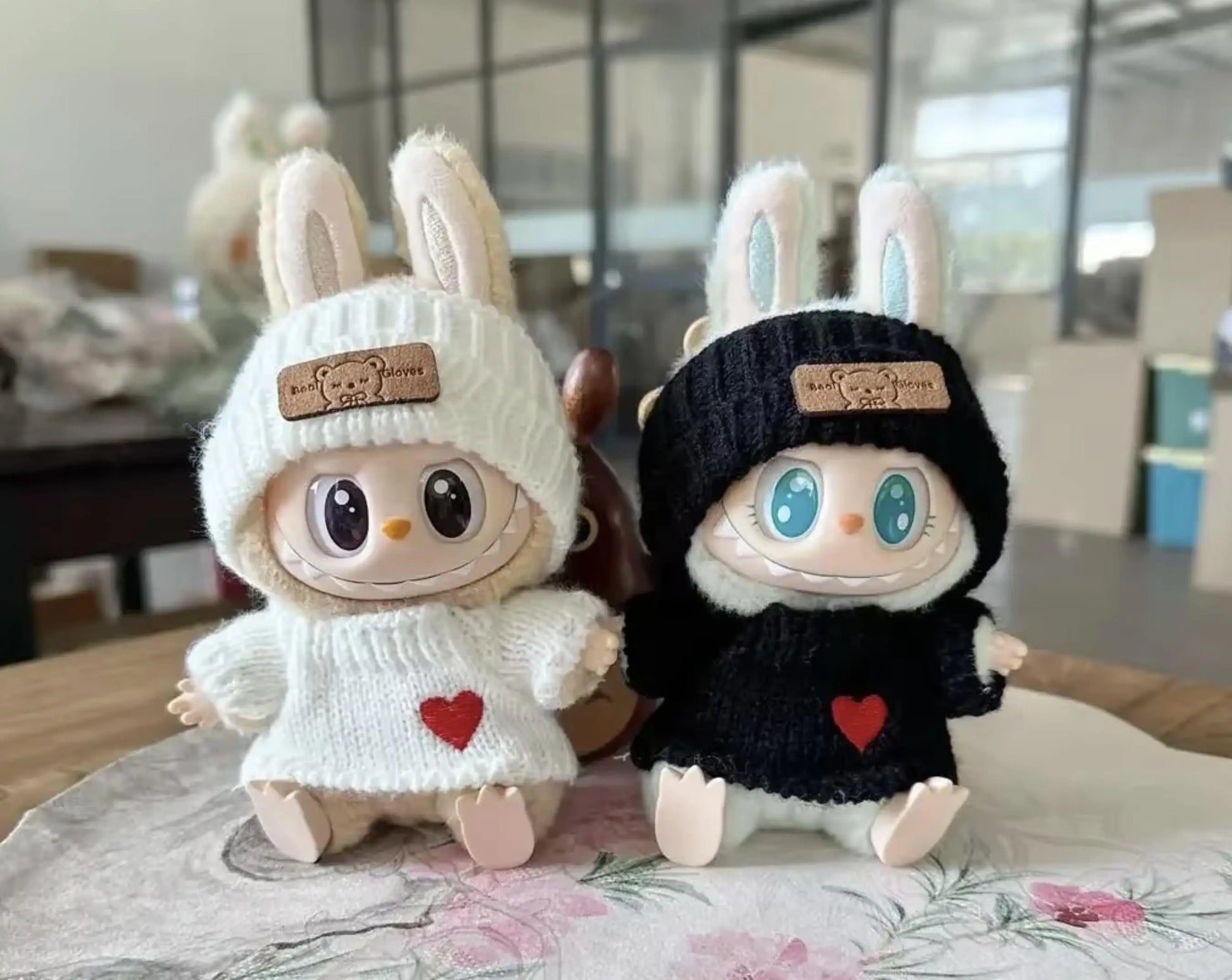 For 17cm labubu doll outfit clothes bear label hat love sweater set Cute Decoration Little Clothes