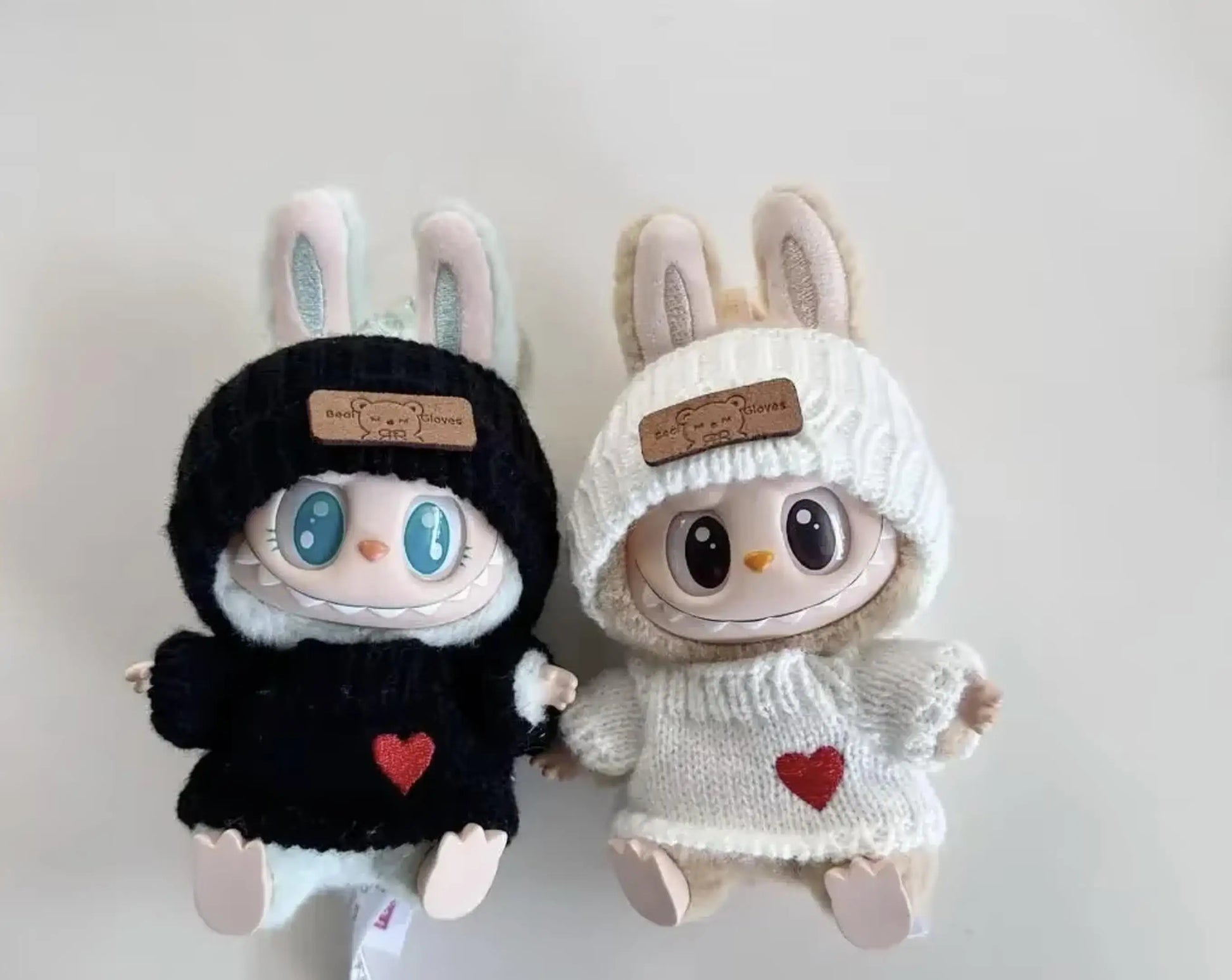 For 17cm labubu doll outfit clothes bear label hat love sweater set Cute Decoration Little Clothes