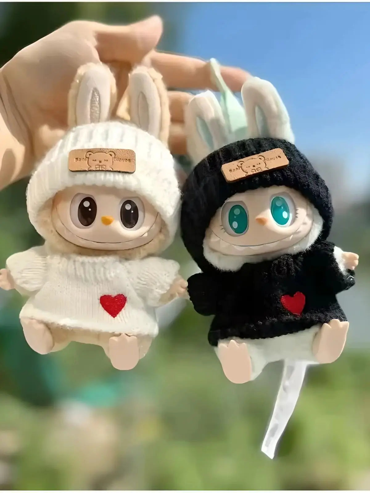 For 17cm labubu doll outfit clothes bear label hat love sweater set Cute Decoration Little Clothes