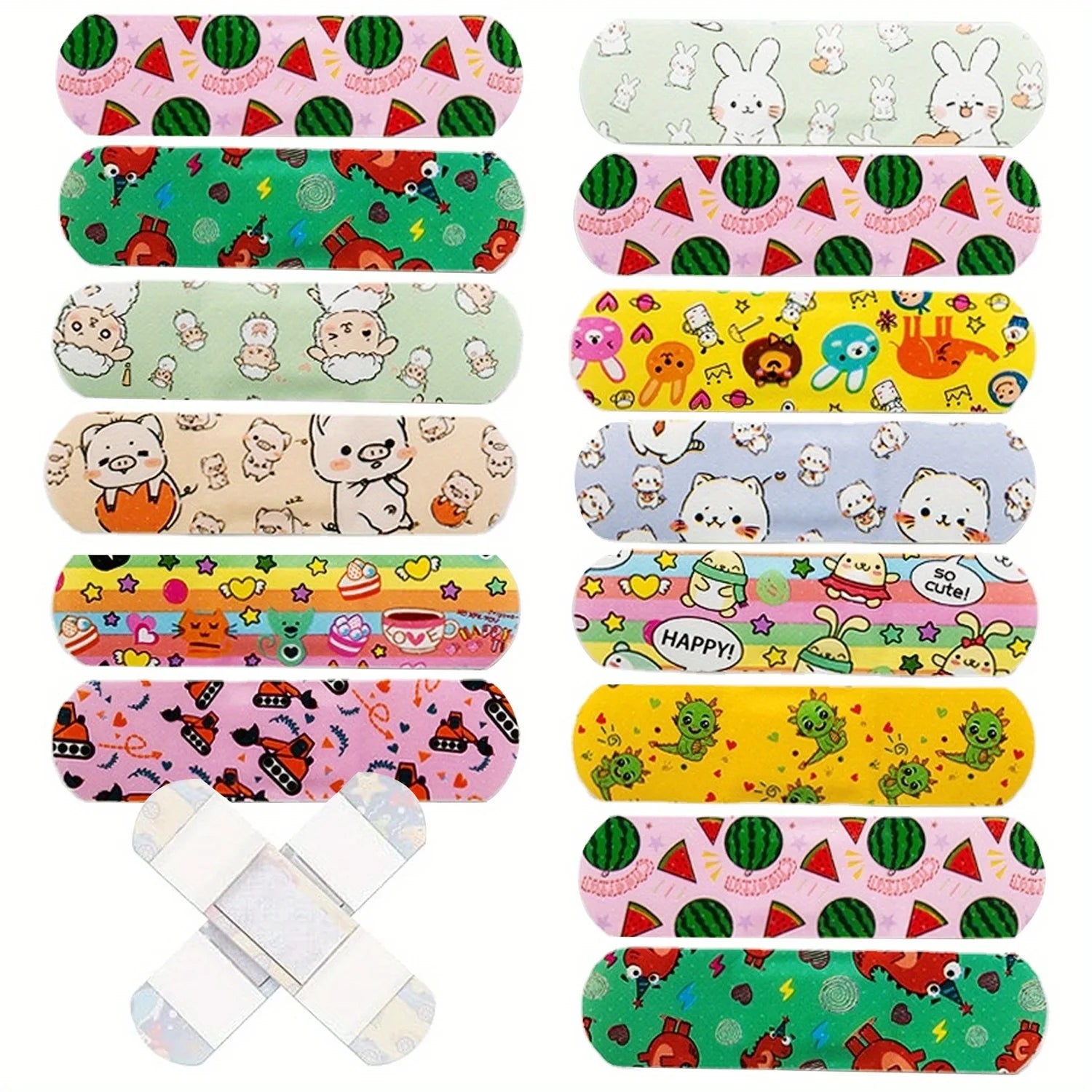 100pcs Multiple 12 Styles PE Material Bandages Band Aid Waterproof Cartoon Bandage Patches Suitable For Wound Care And First Aid