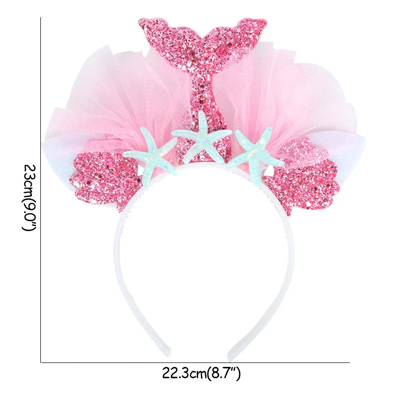 WEIGAO Little Mermaid Party Crown Headband Mermaid Tail Hat Photo Props for Girl 1st Birthday Party Mermaid Hair Accessories