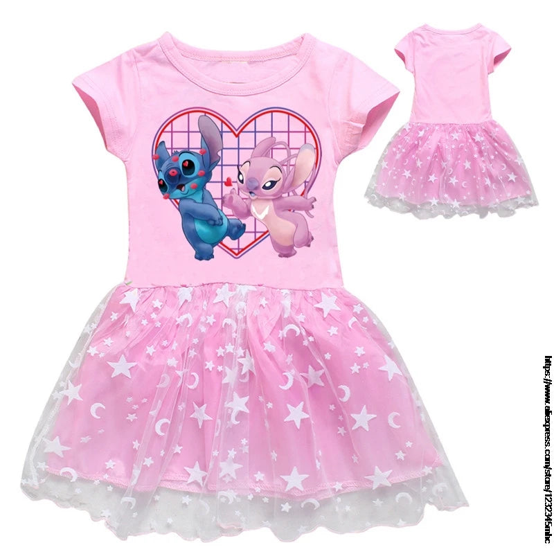 Girls Lilo And Stitch Dress Cotton Kids Dresses for Girls Party Clothes 3 To 10  Vestidos Toddler Costume Birthday Gift