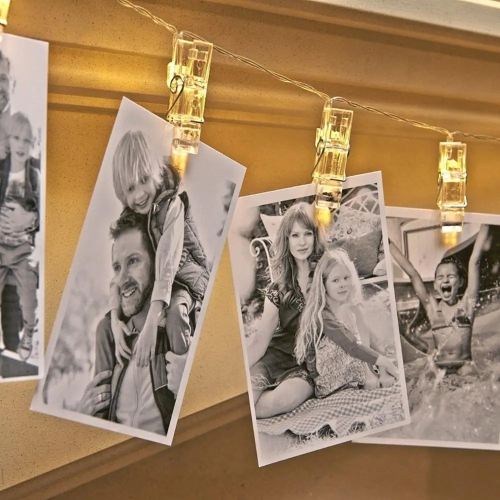 Photo Clip Light Banner Wedding Decoration Birthday Party Decor Kids Girl Boy Baby Shower Banner Christmas Decoration 2023