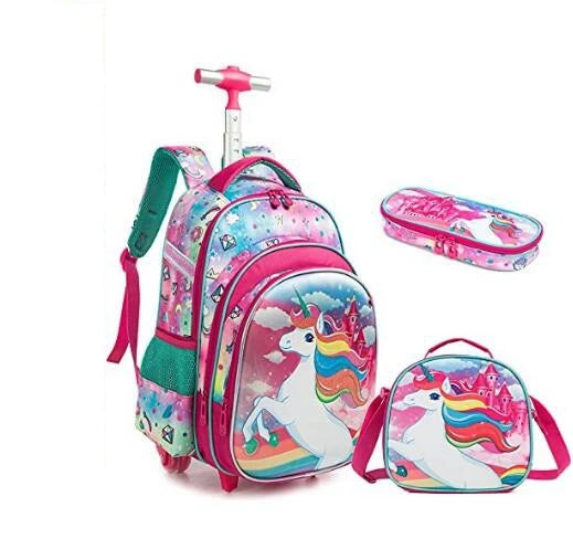 3pcs School Wheeled bag set with lunch box Kids SchooTrolley Bag wheels Wheeled backpack for boys Travel luggage Trolley Bag