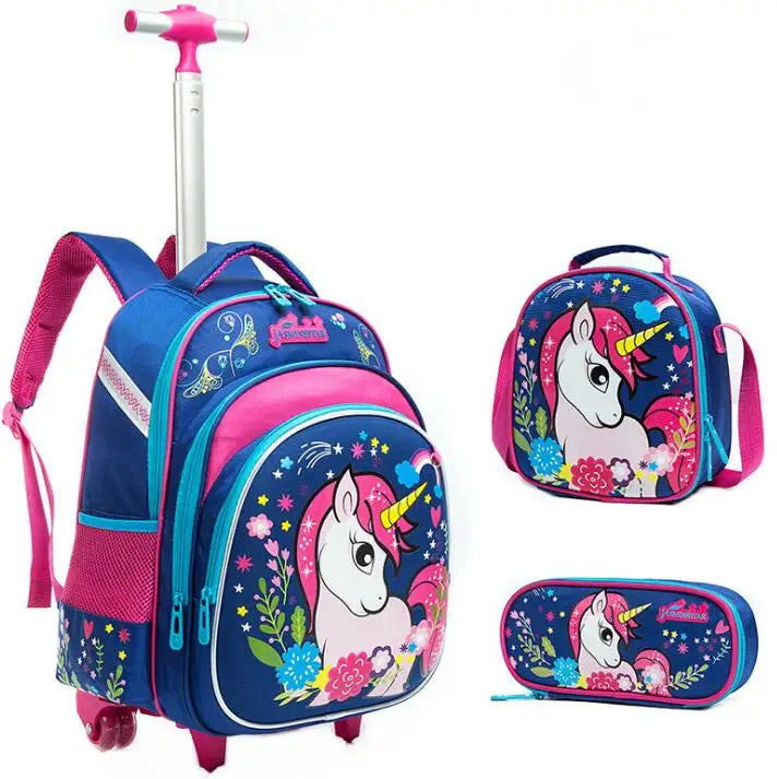 3pcs School Wheeled bag set with lunch box Kids SchooTrolley Bag wheels Wheeled backpack for boys Travel luggage Trolley Bag