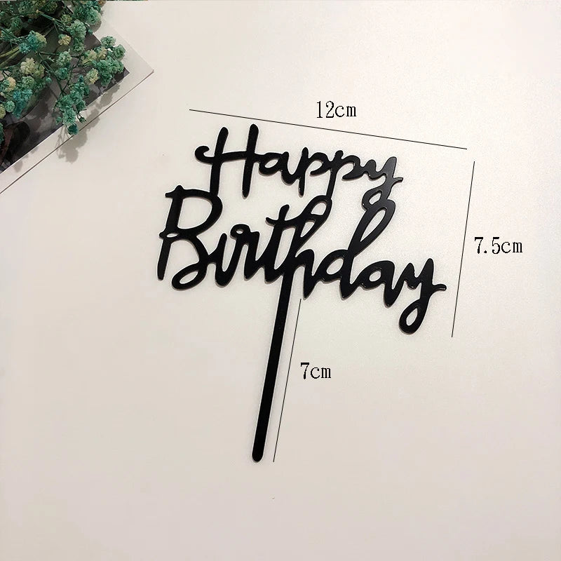 Rose Gold Birthday Party Cake Decorating Tools Happy Birthday Girl Boy Acrylic Cake Topper Baby Shower Dessert Accessories Tools