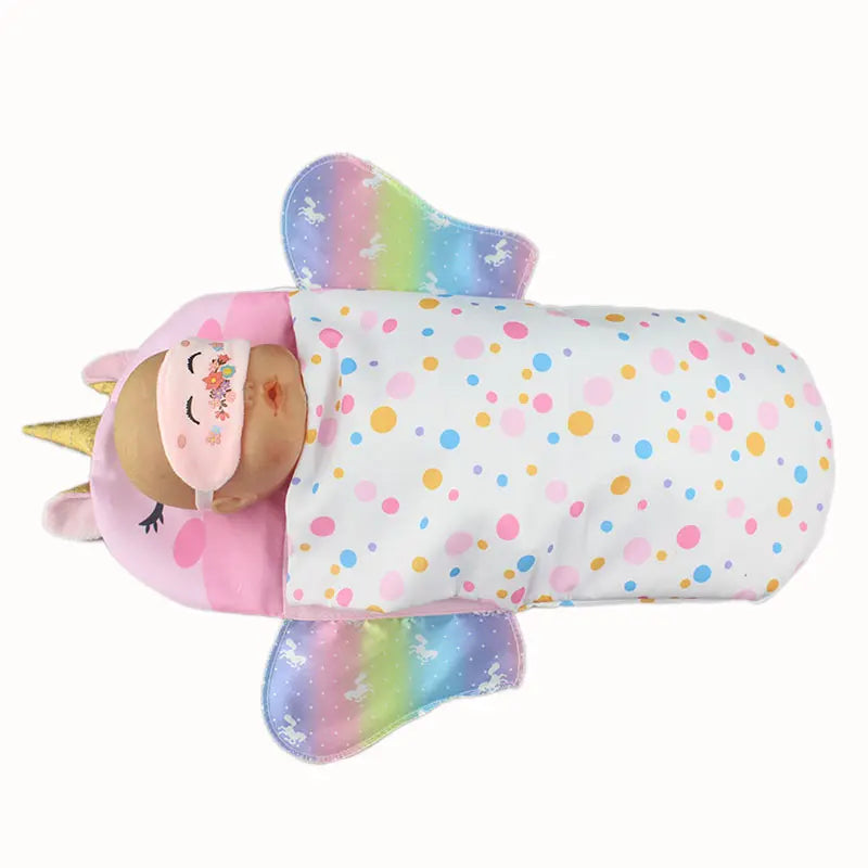 Doll Sleeping Bag for 43cm Dolls Lovely Unicorn Pillow 17-18inch Baby New Born Dolls Accessories American Girl's Birthday Gift