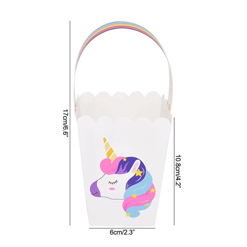 Unicorn Paper Candy Gift Bag Unicorn Party Cookie Popcorn Box for Kids Girl Birthday Party Decoration Supplies Baby Shower Favor