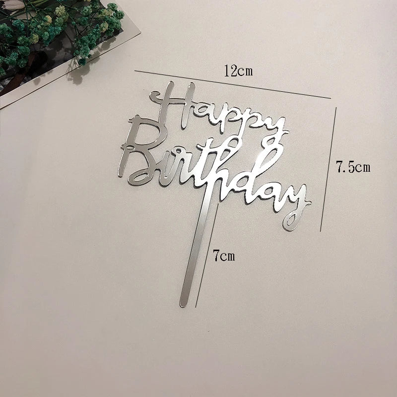 Rose Gold Birthday Party Cake Decorating Tools Happy Birthday Girl Boy Acrylic Cake Topper Baby Shower Dessert Accessories Tools