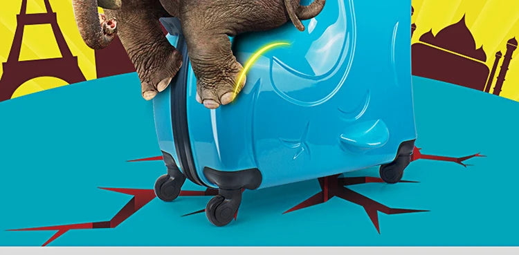New Kids Riding Trojanl Luggage Hot Boys Girls Travel Trolley Alloy Children Sitting Rolling Luggage Suitcase Spinner Wheels