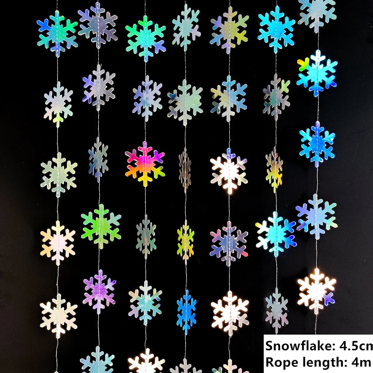 Iridescent Paper Leaf Snowflakes Garland Mermaid Birthday Tea Party Hanging Leaves Star Streamer Xmas New Year Banner Decoration