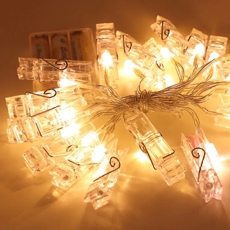 Photo Clip Light Banner Wedding Decoration Birthday Party Decor Kids Girl Boy Baby Shower Banner Christmas Decoration 2023
