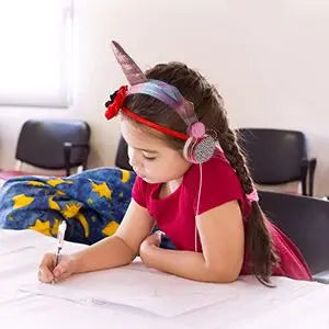 Unicorn Kids Pink Headphones for Girls Children Teens Wired Headset w/Microphonefor School Birthday Xmas Unicorn Gift