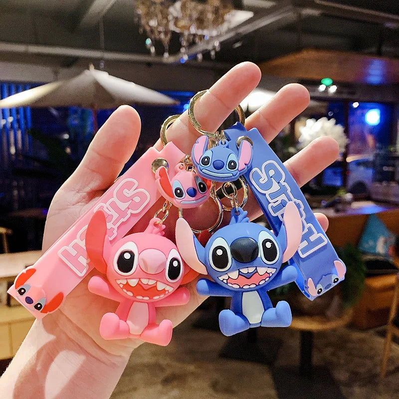Lilo & Stitch Toys Keychian Children Anime Stitch Pendant Doll Keyring Kawaii Angel Keychians Cute Girls Christmas Gifts