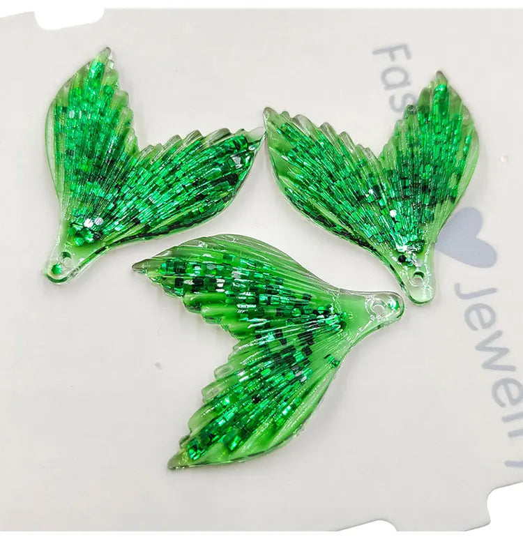 10pcs/lot DIY flat back resin glitter mermaid tail cabochons accessories for kids hair clothes brooch jewelry accessories