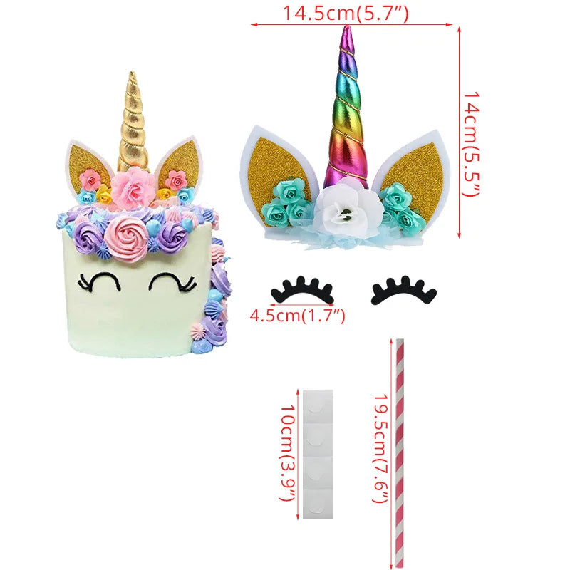 Unicorn Girls Cake Topper Kids 1st Birthday Decor Cloud Rainbow Balloon Cupcake Toppers Baby Shower Christening Cake Decorating