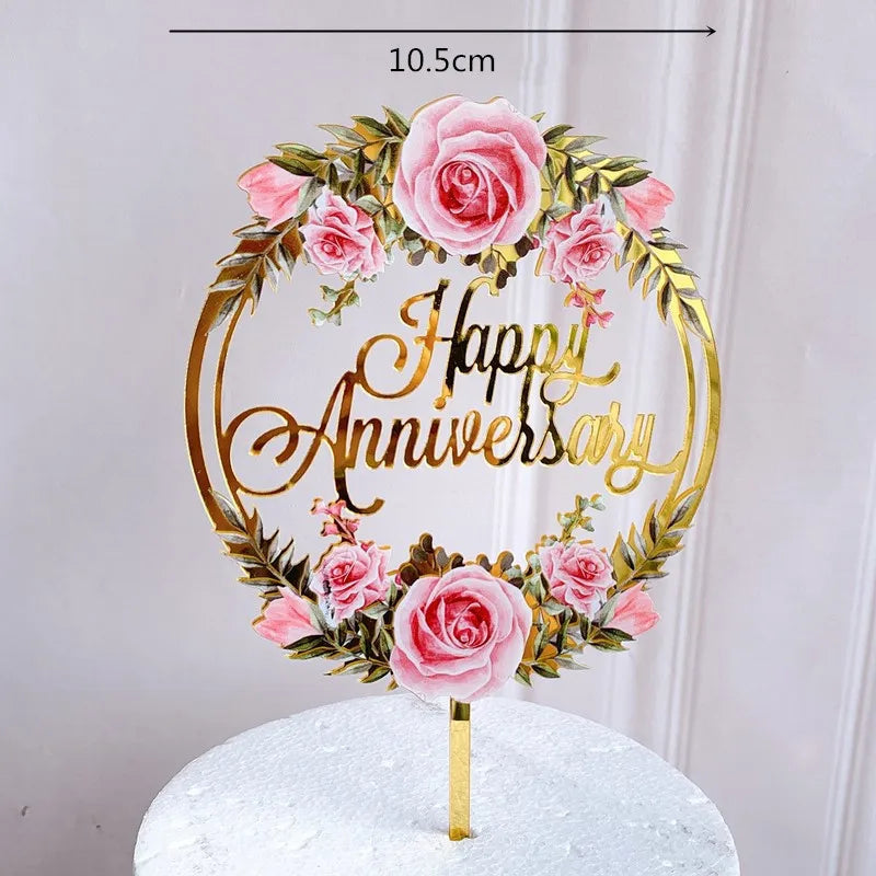 Rose Gold Birthday Party Cake Decorating Tools Happy Birthday Girl Boy Acrylic Cake Topper Baby Shower Dessert Accessories Tools